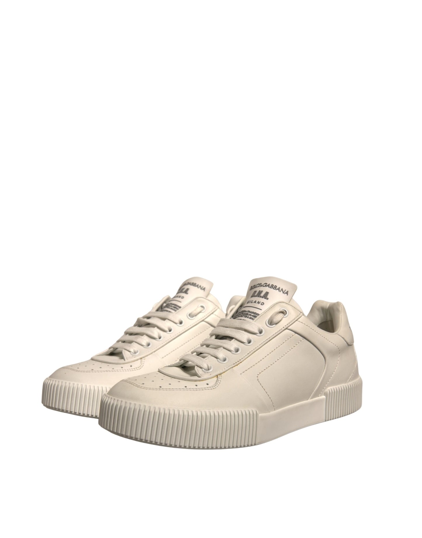 Dolce & Gabbana White Miami Leather Low Top Sneakers Shoes by Dolce & Gabbana