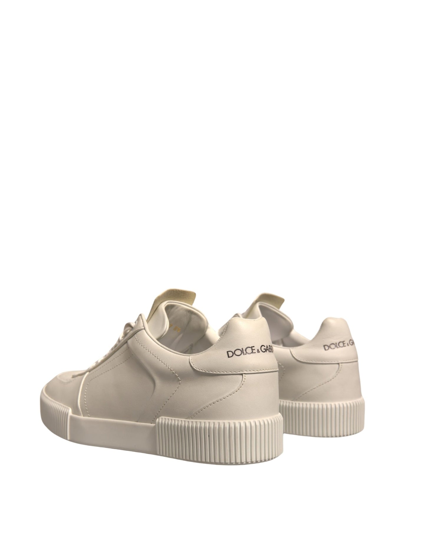 Dolce & Gabbana White Miami Leather Low Top Sneakers Shoes by Dolce & Gabbana