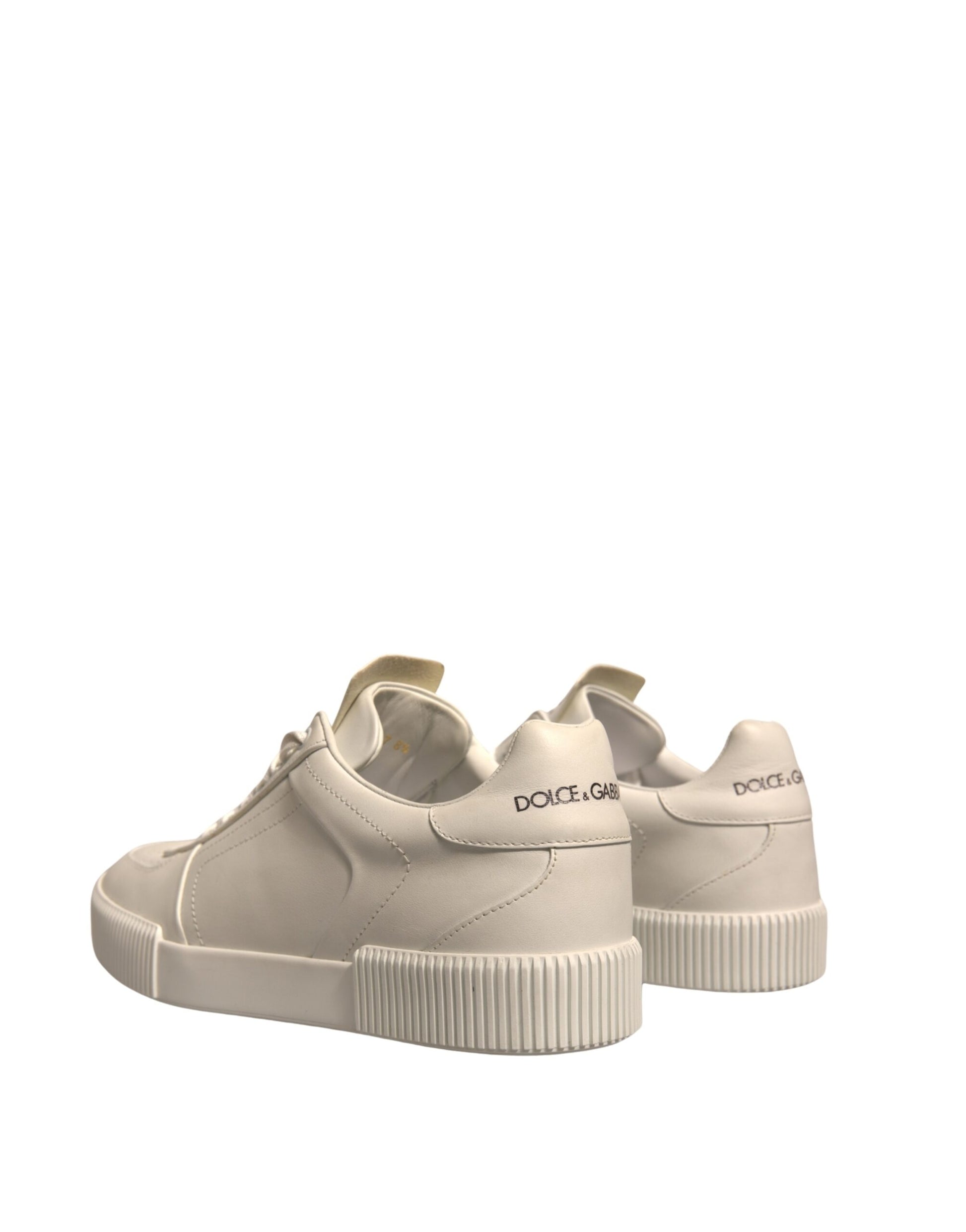 Dolce & Gabbana White Miami Leather Low Top Sneakers Shoes by Dolce & Gabbana