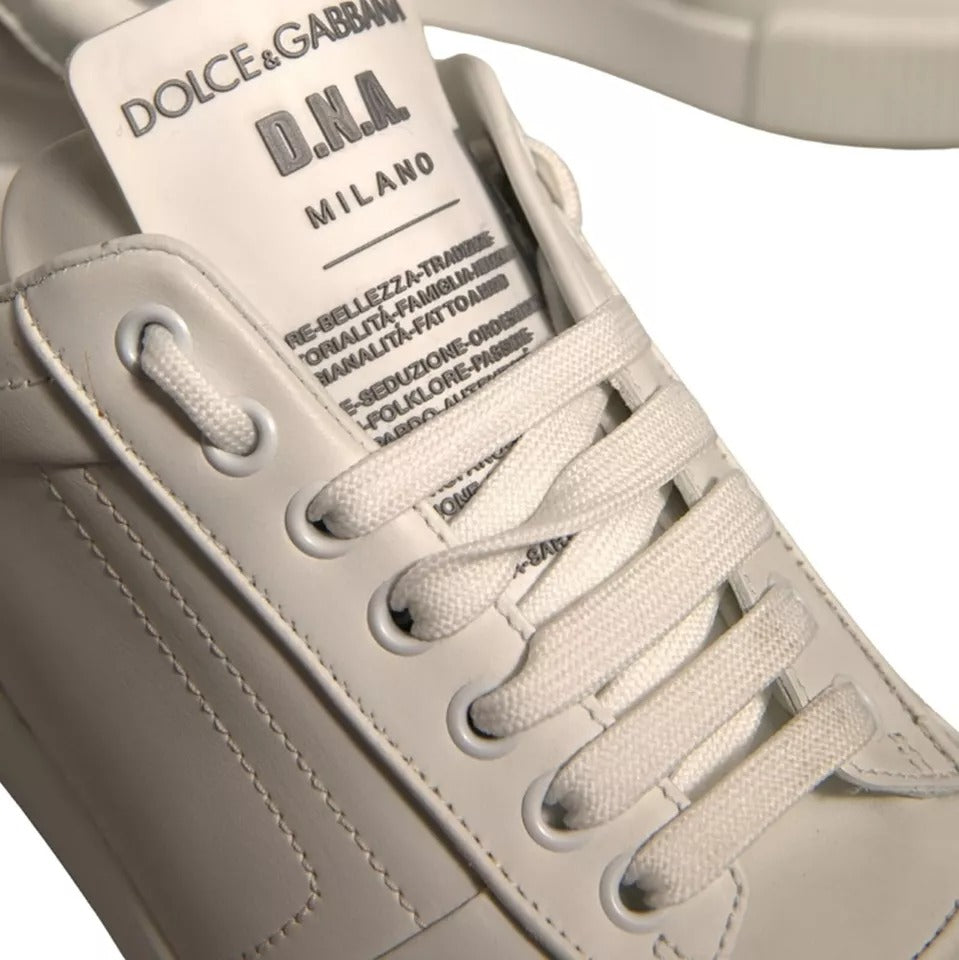 Dolce & Gabbana White Miami Leather Low Top Sneakers Shoes by Dolce & Gabbana