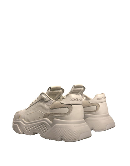 Dolce & Gabbana White Daymaster Leather Low Top Sneakers Shoes by Dolce & Gabbana
