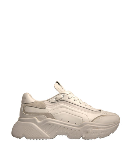 Dolce & Gabbana White Daymaster Leather Low Top Sneakers Shoes by Dolce & Gabbana
