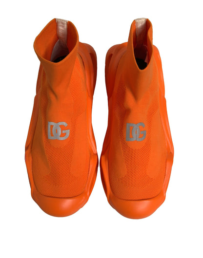Dolce & Gabbana Orange Slip On Wave Socks Men Sneakers Shoes by Dolce & Gabbana