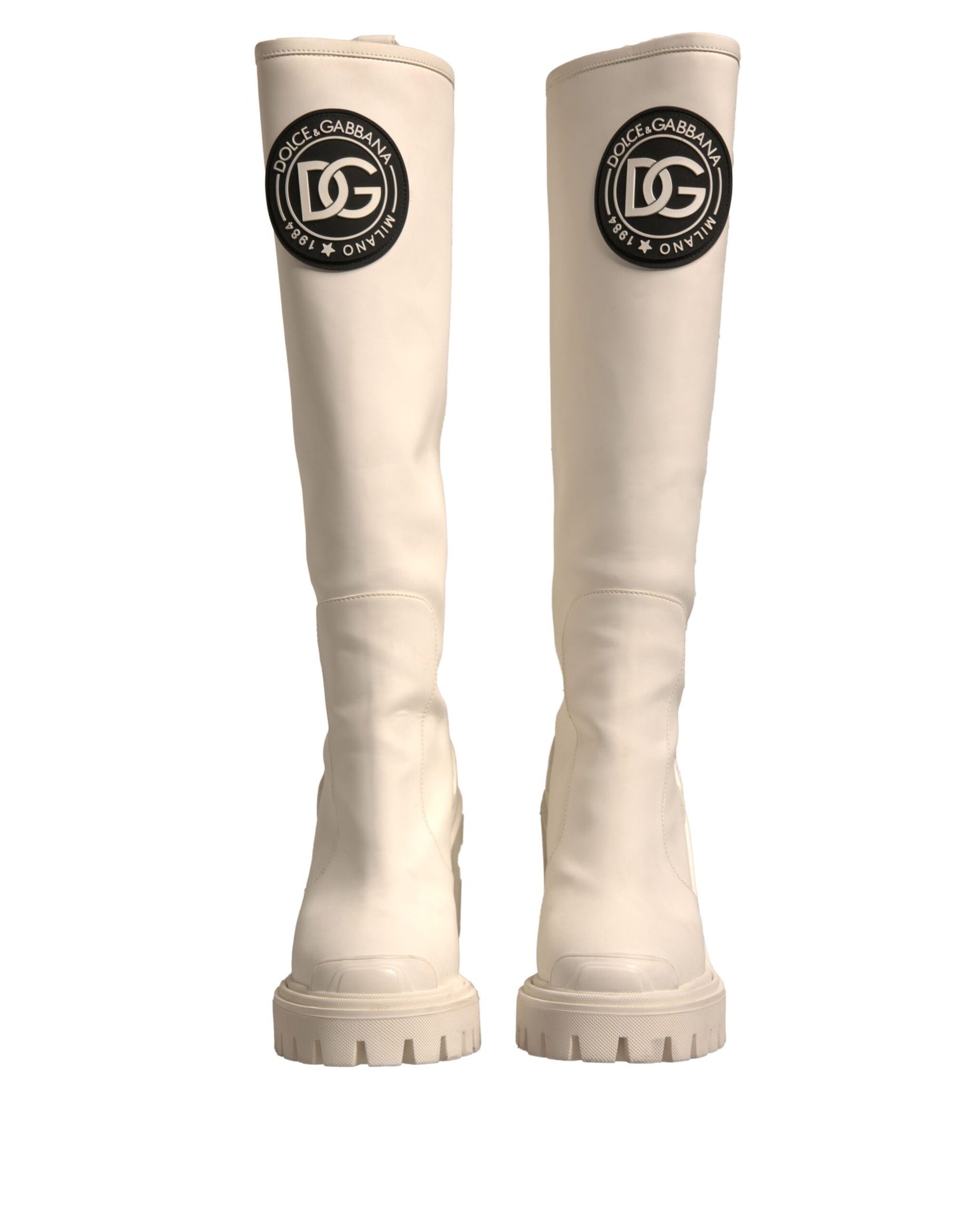 Dolce & Gabbana White DG Logo Hi Trekking Plateau Biker Boots Shoes by Dolce & Gabbana