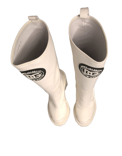 Dolce & Gabbana White DG Logo Hi Trekking Plateau Biker Boots Shoes by Dolce & Gabbana