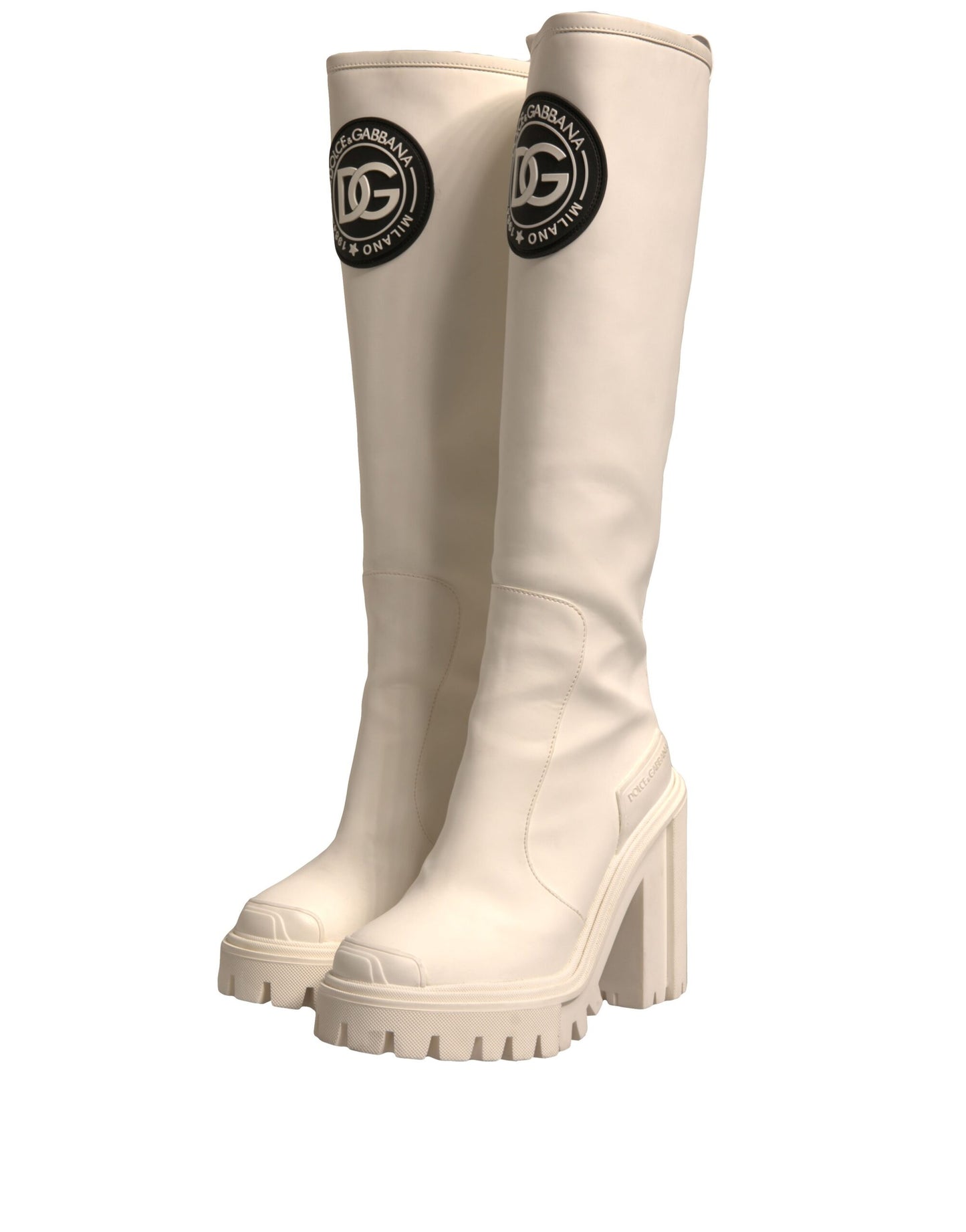 Dolce & Gabbana White DG Logo Hi Trekking Plateau Biker Boots Shoes by Dolce & Gabbana