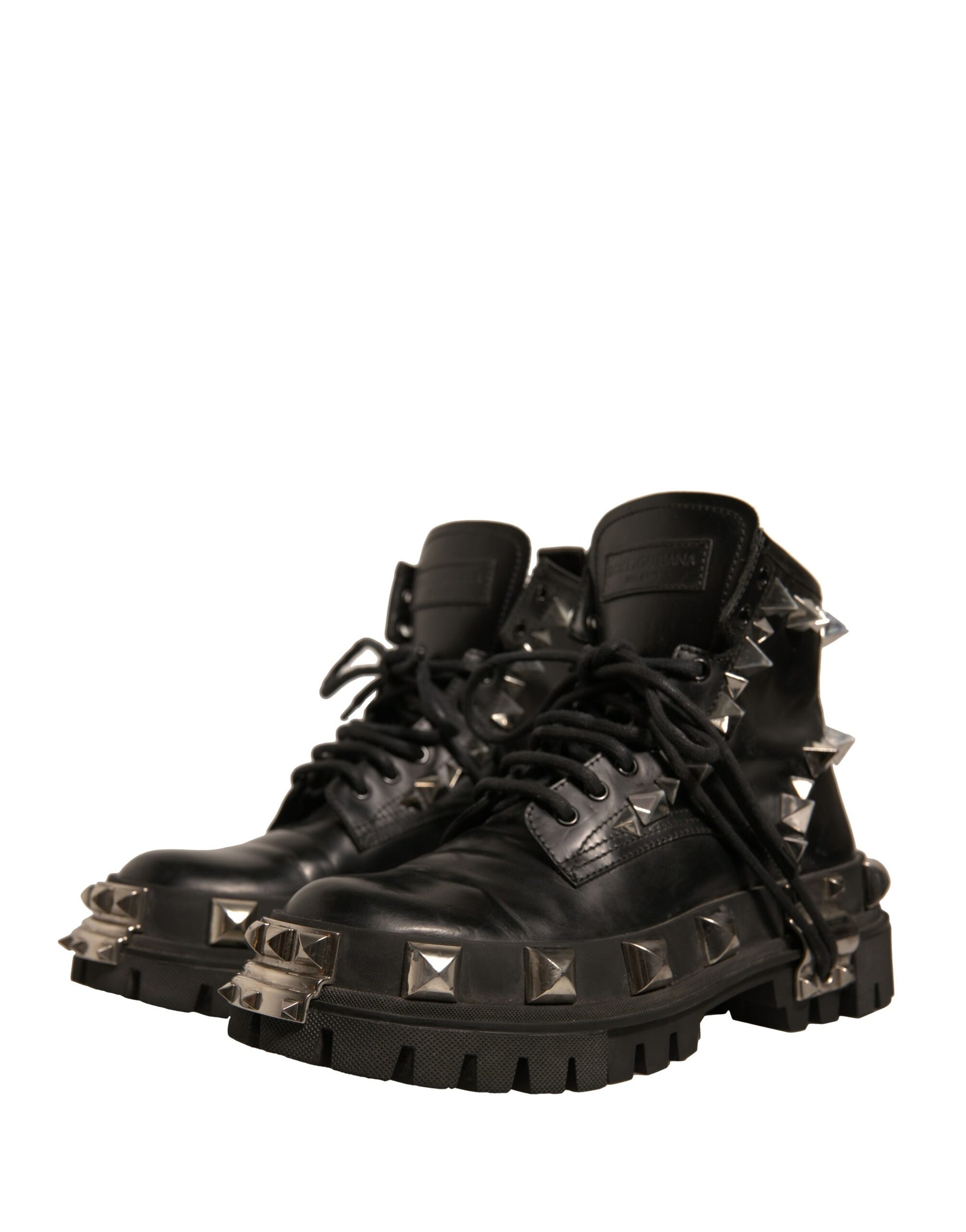 Dolce & Gabbana Black Leather Studded Trekking Boots Shoes by Dolce & Gabbana