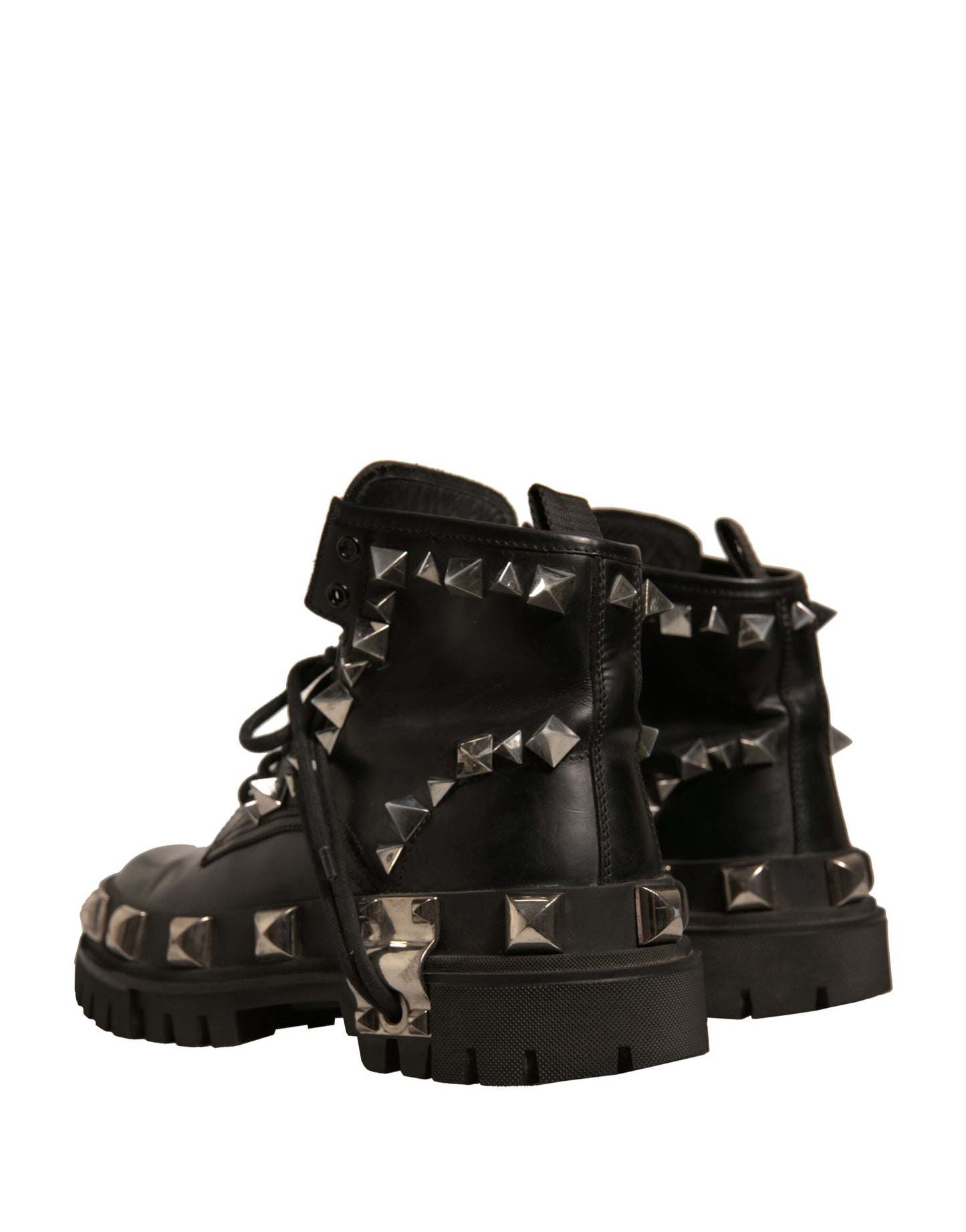 Dolce & Gabbana Black Leather Studded Trekking Boots Shoes by Dolce & Gabbana