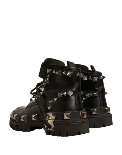 Dolce & Gabbana Black Leather Studded Trekking Boots Shoes by Dolce & Gabbana