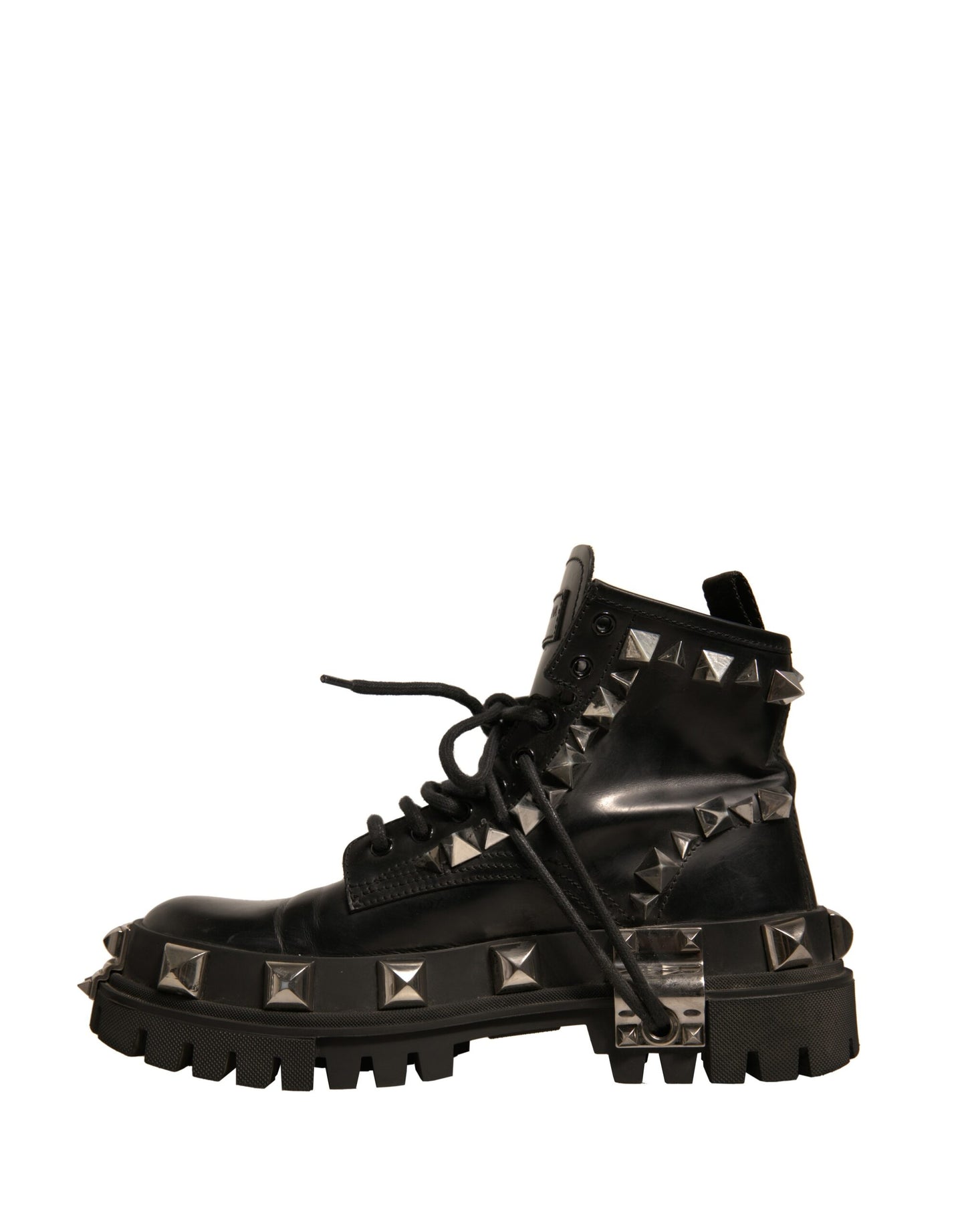Dolce & Gabbana Black Leather Studded Trekking Boots Shoes by Dolce & Gabbana