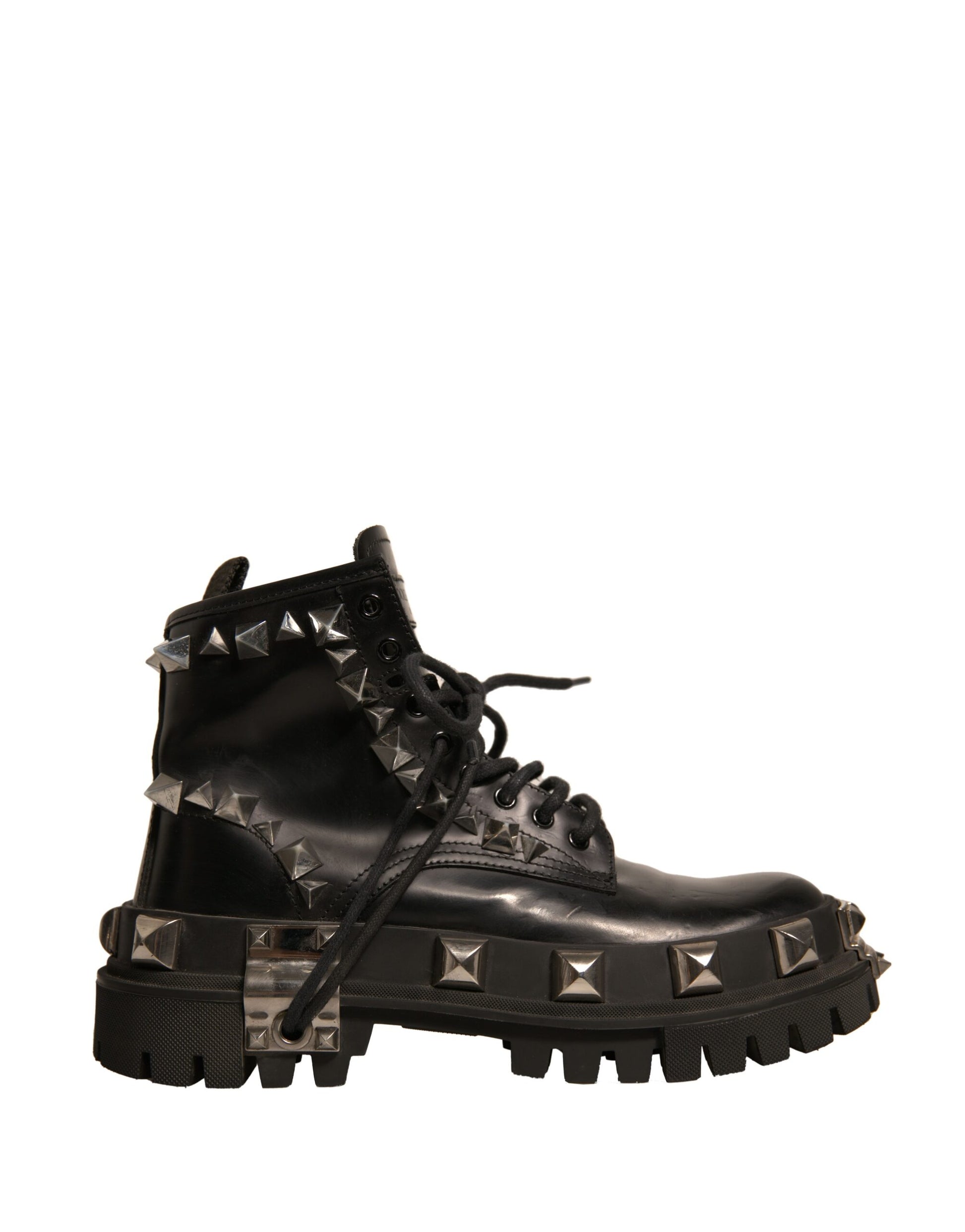 Dolce & Gabbana Black Leather Studded Trekking Boots Shoes by Dolce & Gabbana