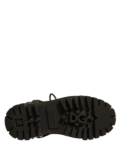 Dolce & Gabbana Black Leather Studded Trekking Boots Shoes by Dolce & Gabbana
