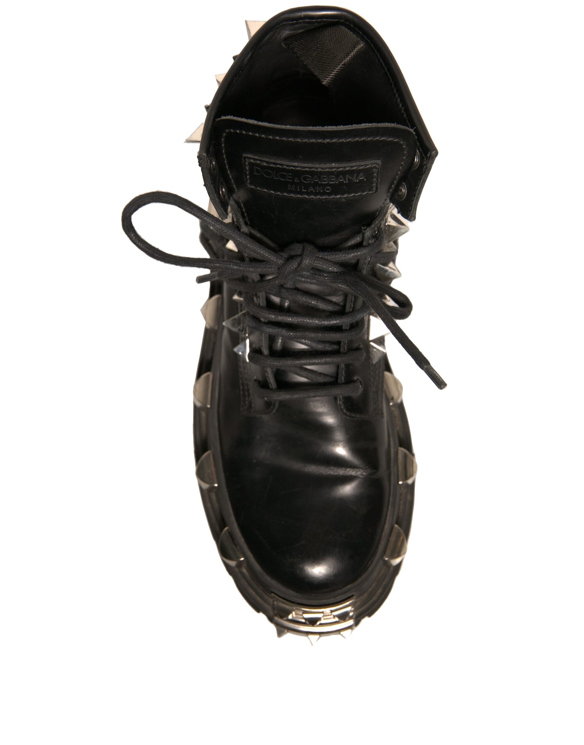 Dolce & Gabbana Black Leather Studded Trekking Boots Shoes by Dolce & Gabbana