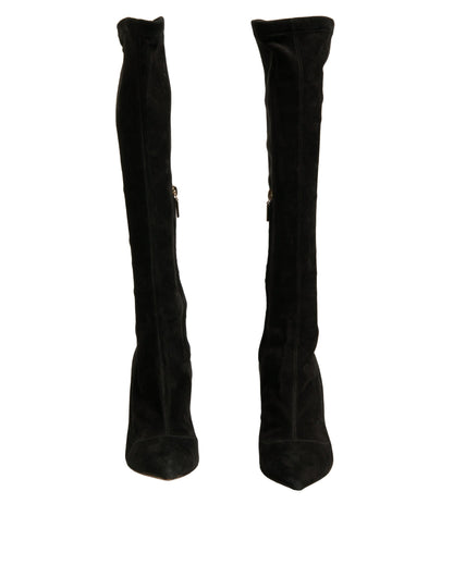 Dolce & Gabbana Black Suede Stiletto Knee High Boots Shoes by Dolce & Gabbana