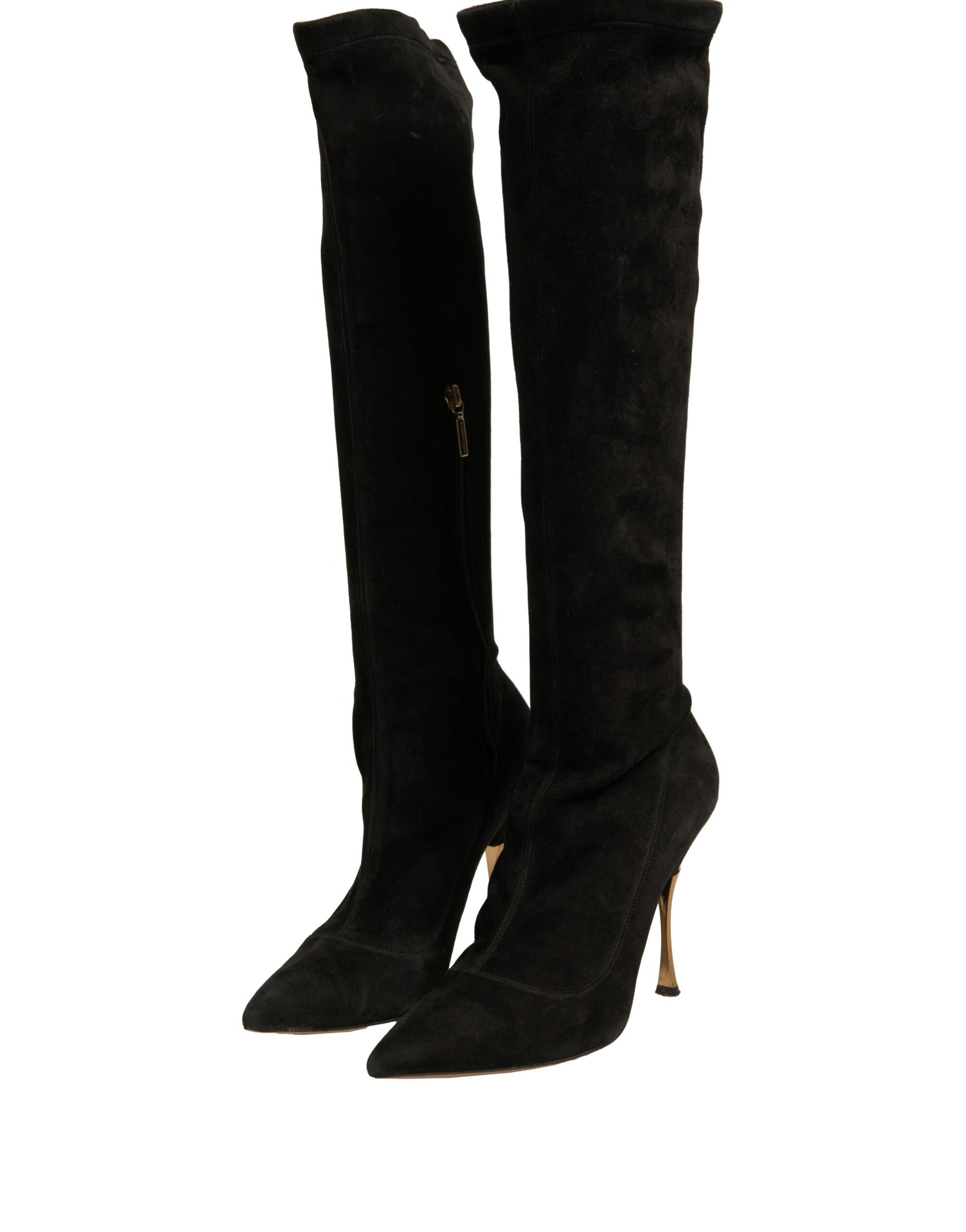 Dolce & Gabbana Black Suede Stiletto Knee High Boots Shoes by Dolce & Gabbana