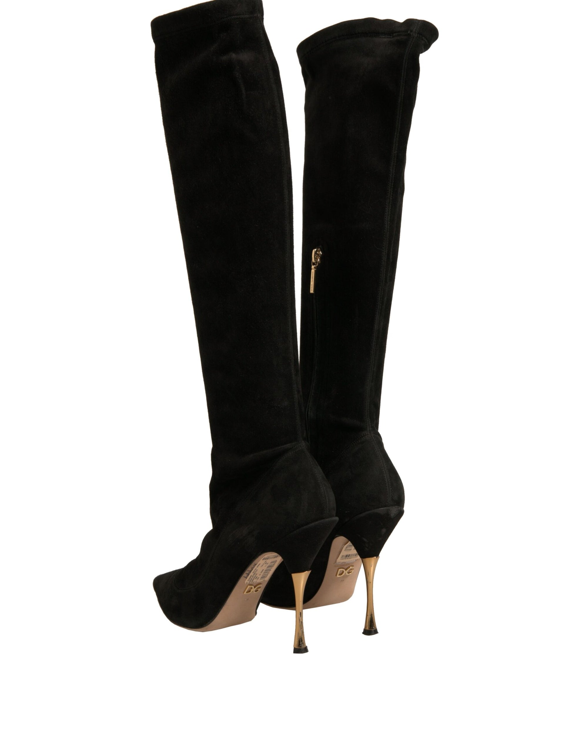Dolce & Gabbana Black Suede Stiletto Knee High Boots Shoes by Dolce & Gabbana