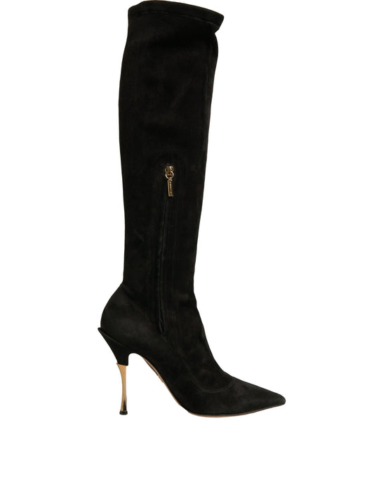 Dolce & Gabbana Black Suede Stiletto Knee High Boots Shoes by Dolce & Gabbana