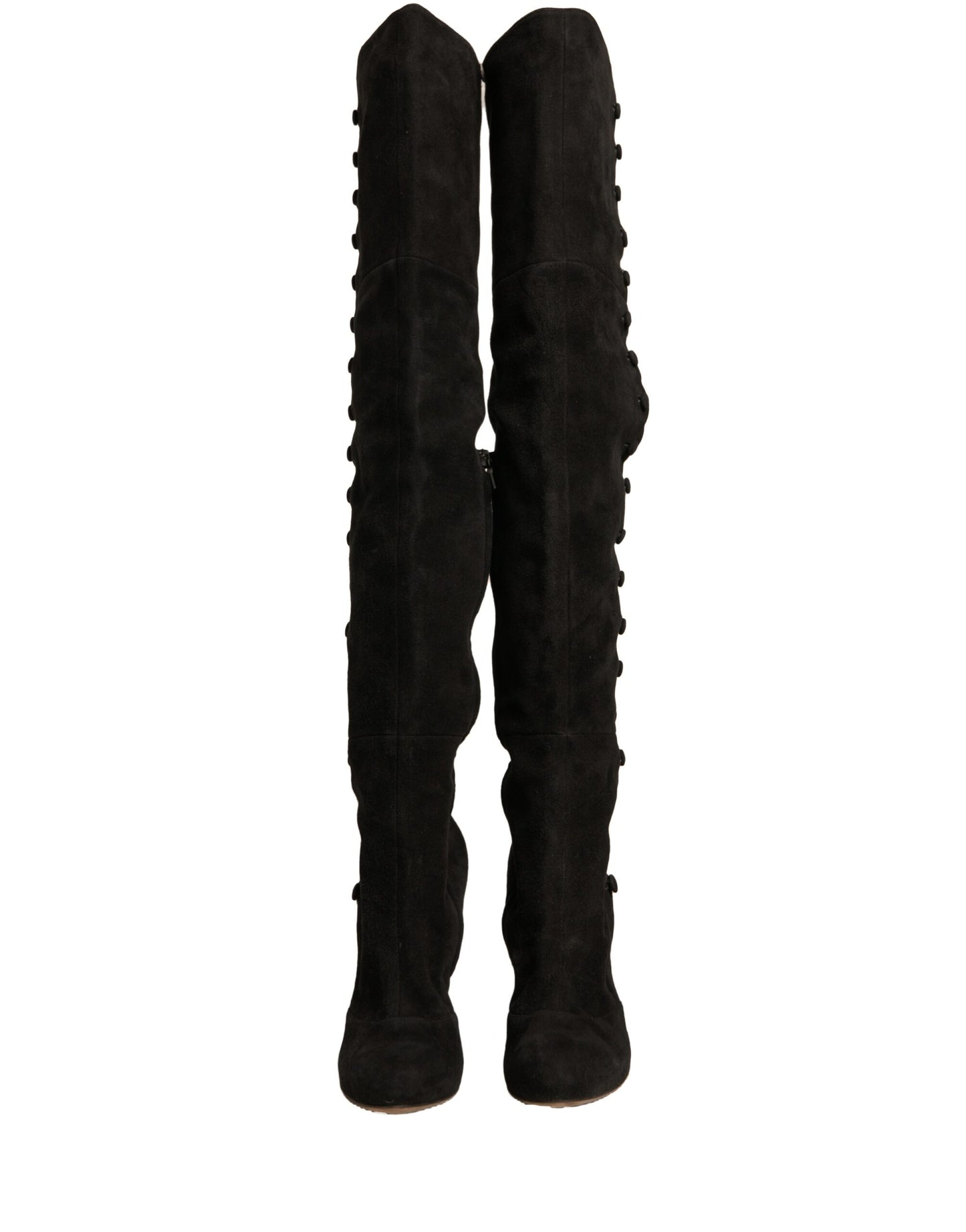 Dolce & Gabbana Black Suede Heels Knee High Boots Shoes by Dolce & Gabbana