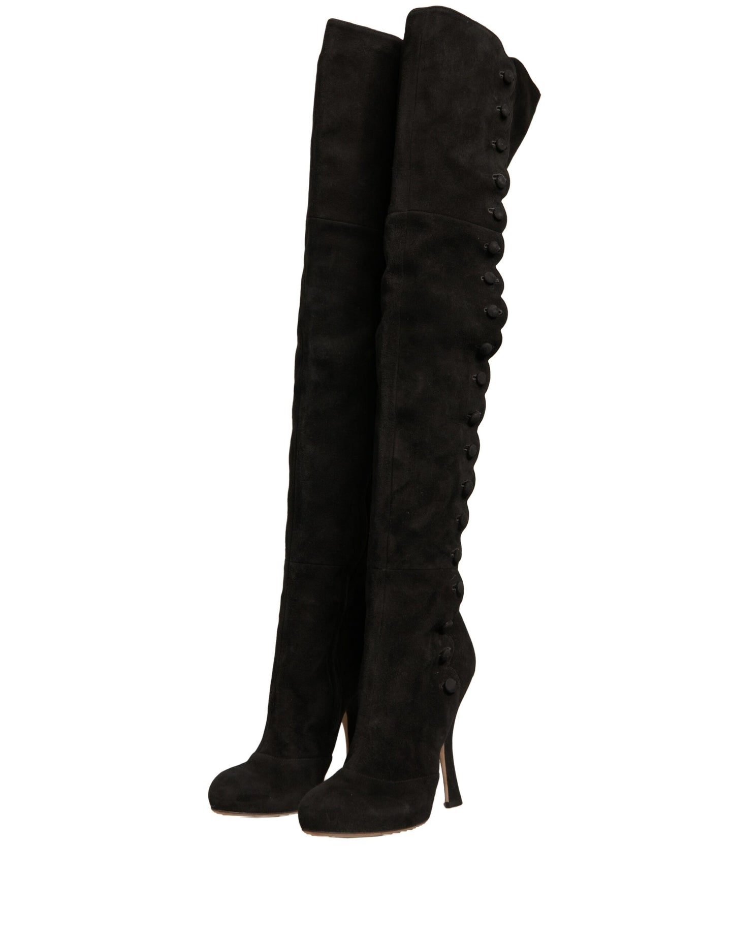 Dolce & Gabbana Black Suede Heels Knee High Boots Shoes by Dolce & Gabbana
