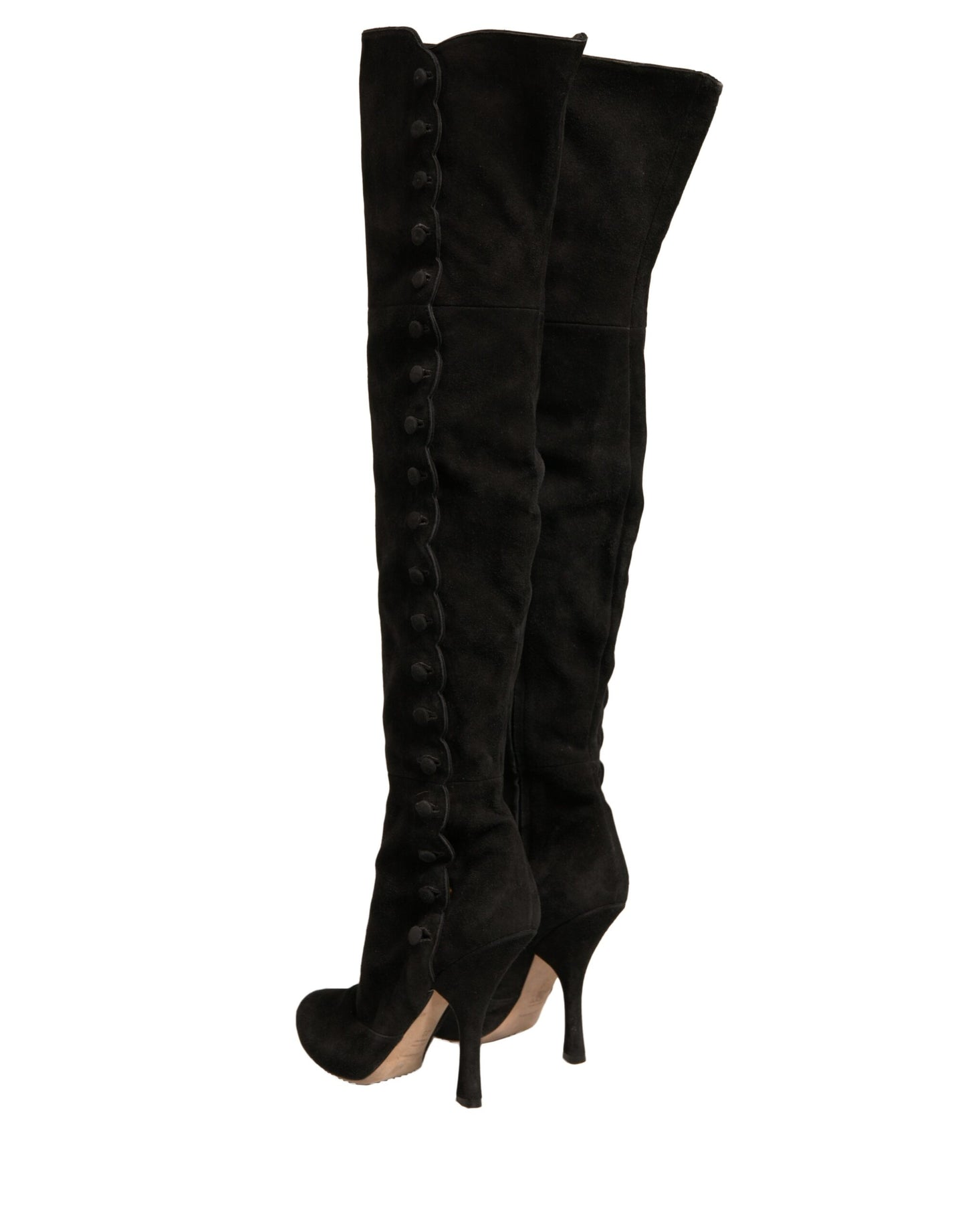 Dolce & Gabbana Black Suede Heels Knee High Boots Shoes by Dolce & Gabbana