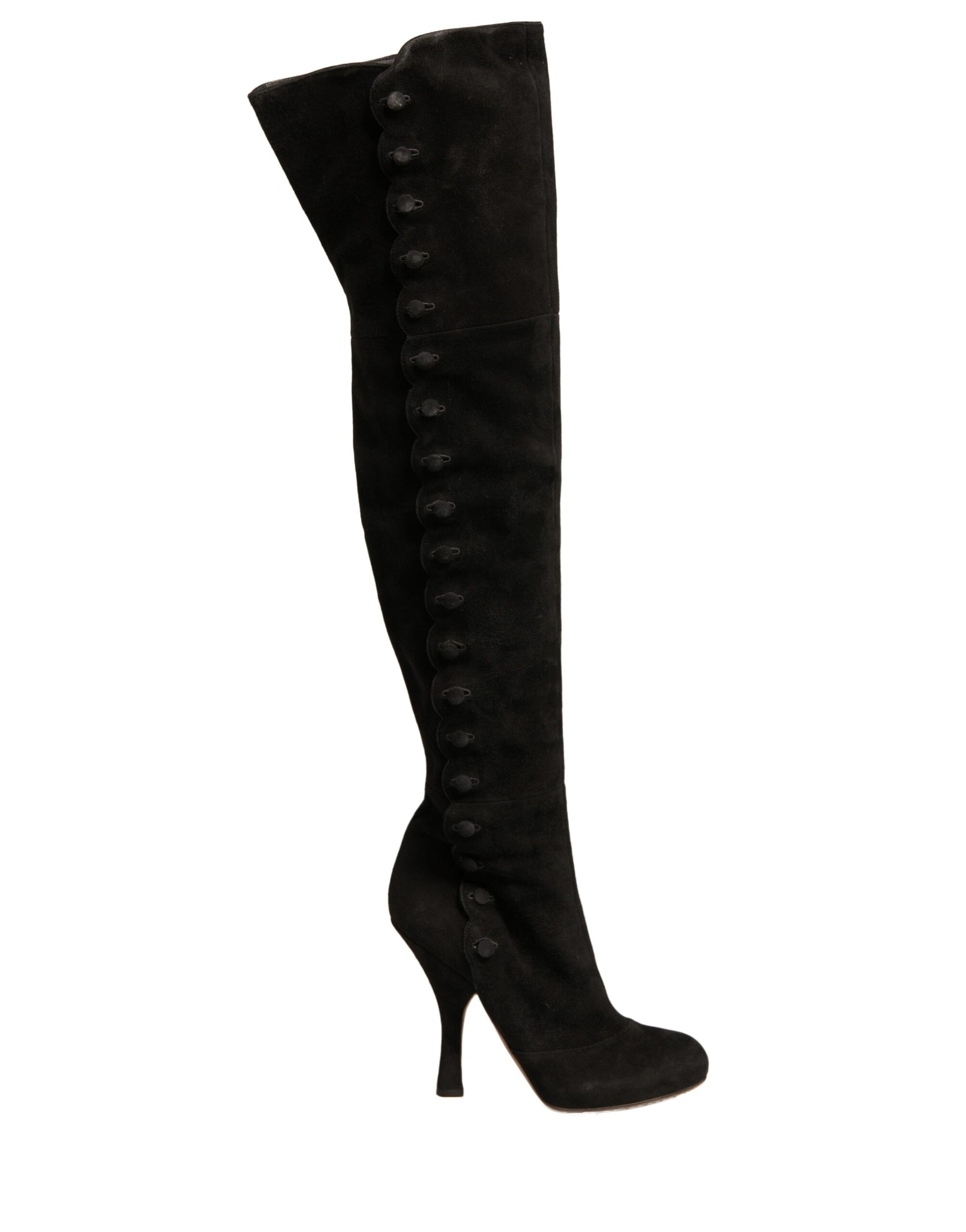 Dolce & Gabbana Black Suede Heels Knee High Boots Shoes by Dolce & Gabbana