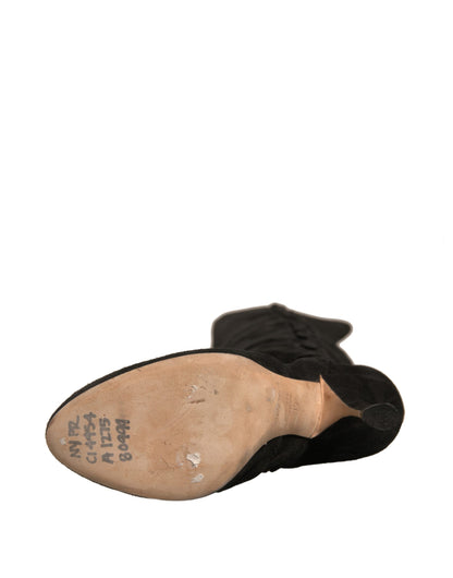 Dolce & Gabbana Black Suede Heels Knee High Boots Shoes by Dolce & Gabbana