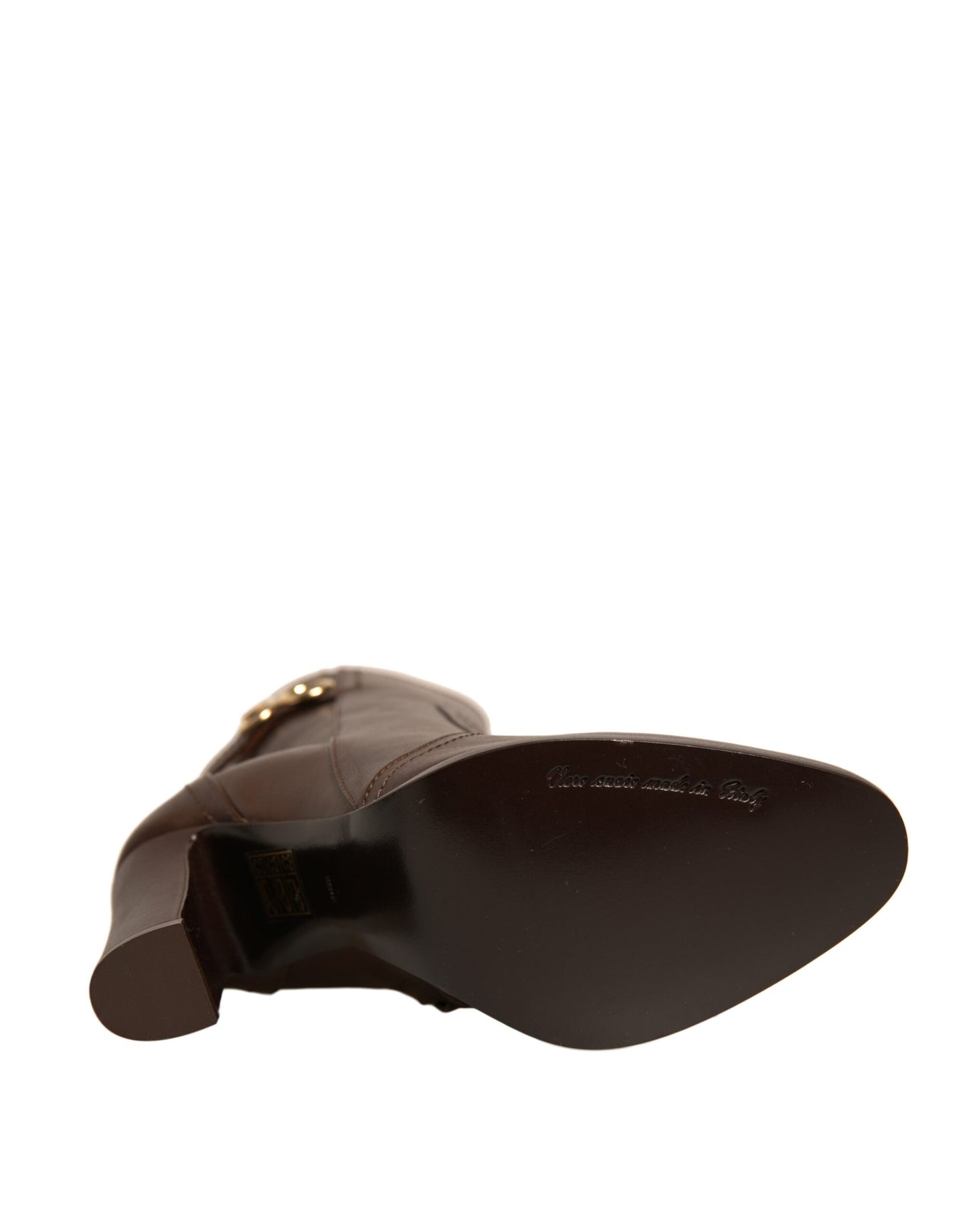 Dolce & Gabbana Brown Leather Heels Mid Calf Boots Shoes by Dolce & Gabbana