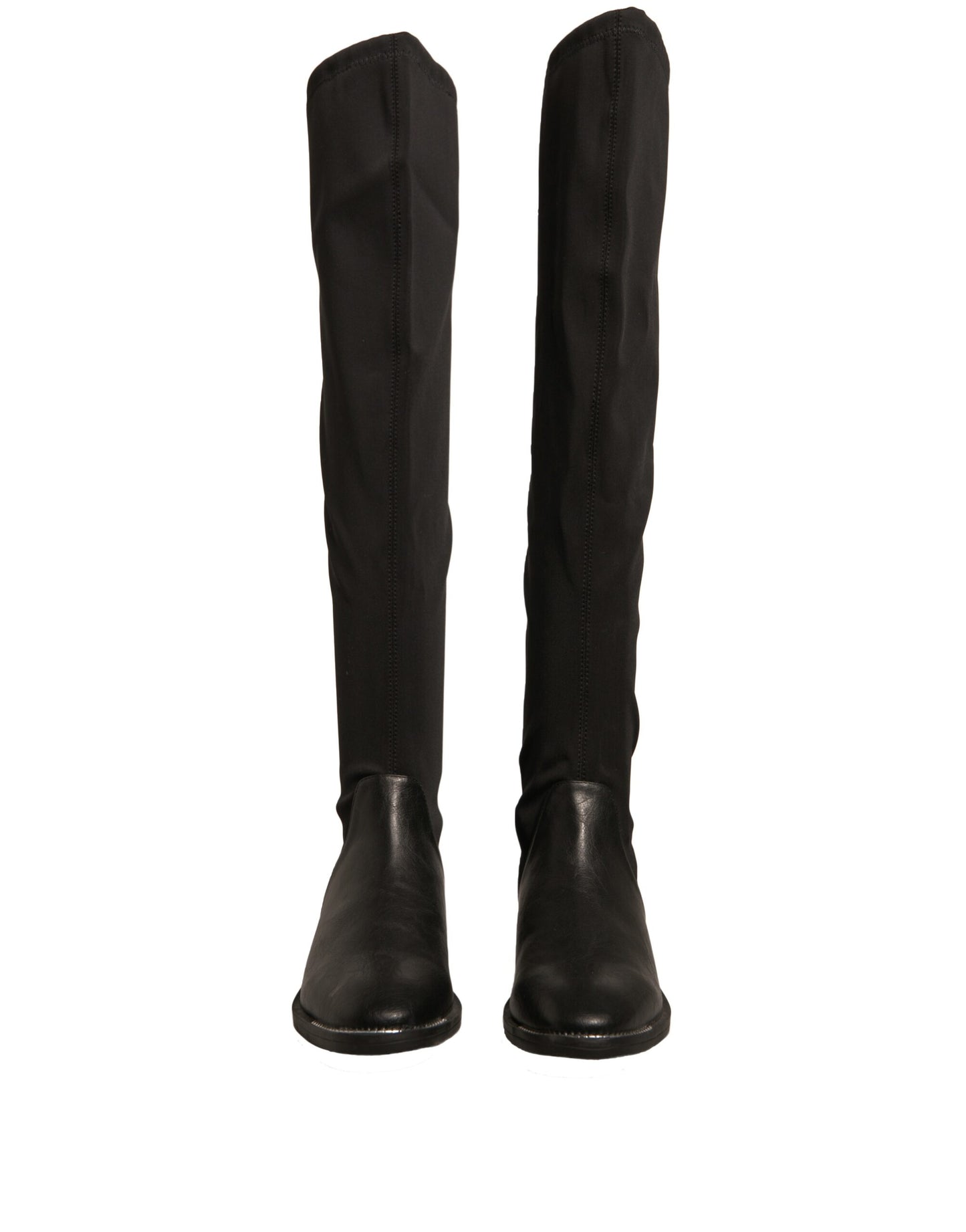MY TWIN Black Leather Suede Flats High Boots Shoes by MY TWIN