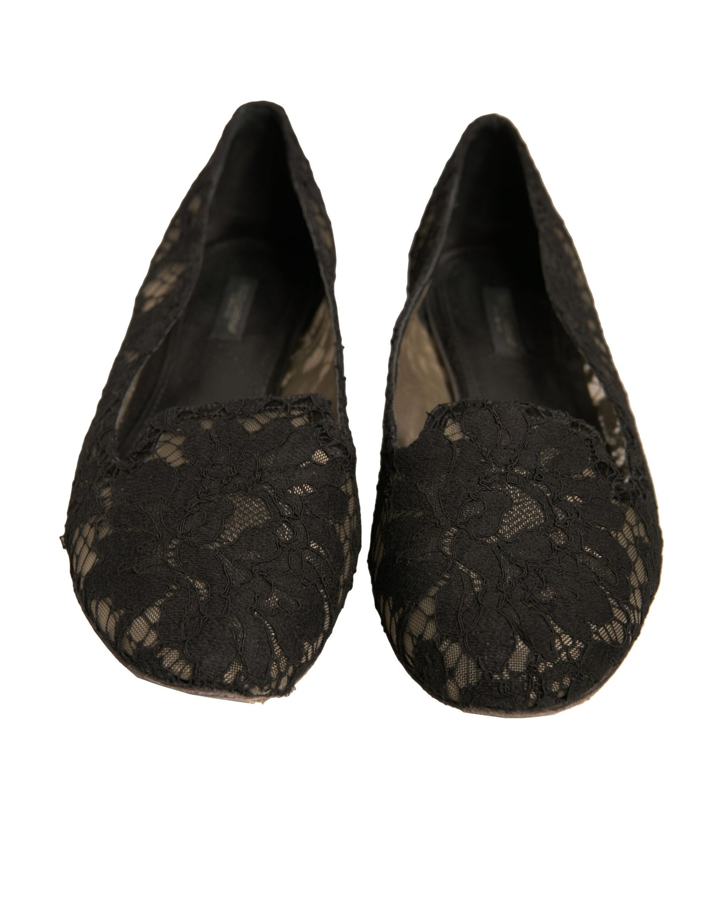 Dolce & Gabbana Black Taormina Lace Slip On Flats Shoes by Dolce & Gabbana