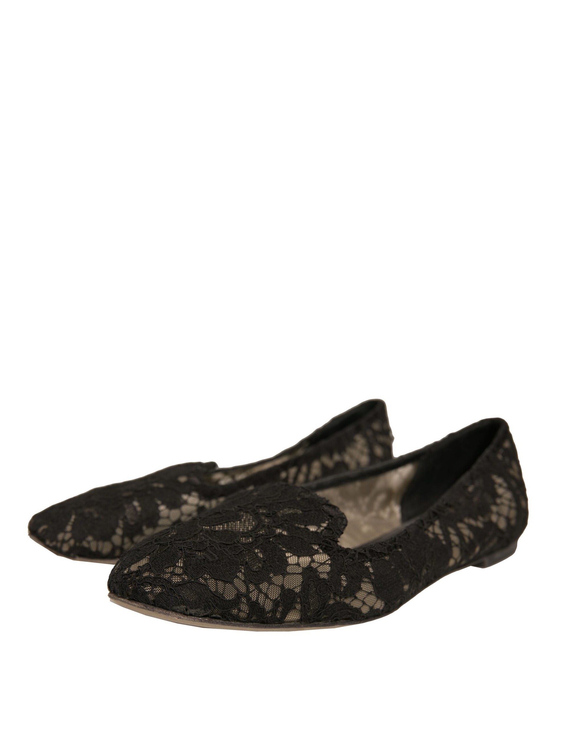 Dolce & Gabbana Black Taormina Lace Slip On Flats Shoes by Dolce & Gabbana