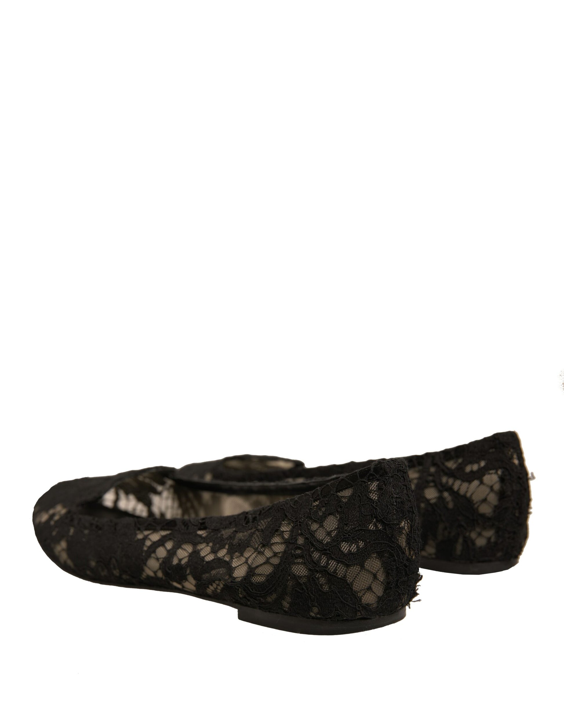 Dolce & Gabbana Black Taormina Lace Slip On Flats Shoes by Dolce & Gabbana