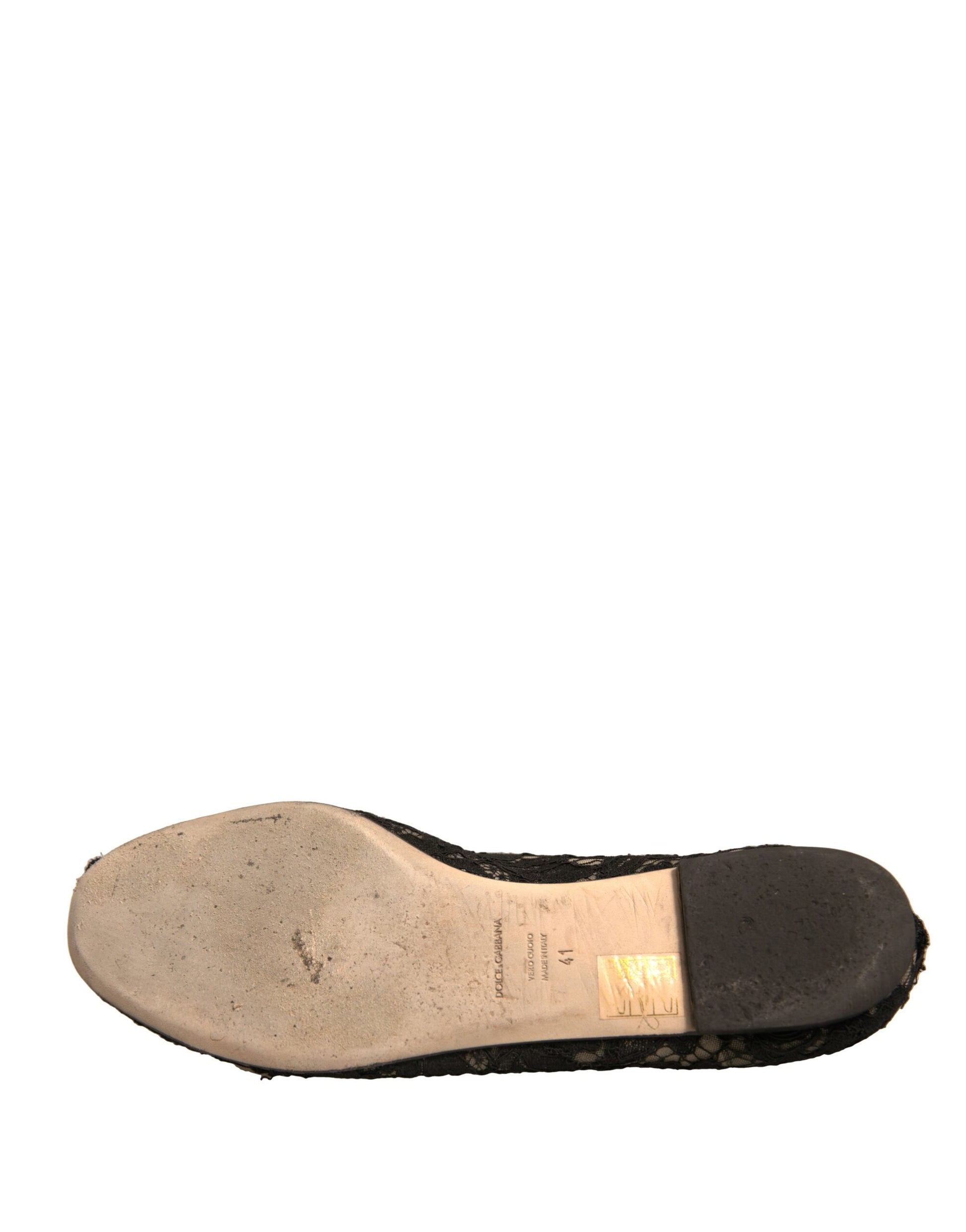 Dolce & Gabbana Black Taormina Lace Slip On Flats Shoes by Dolce & Gabbana