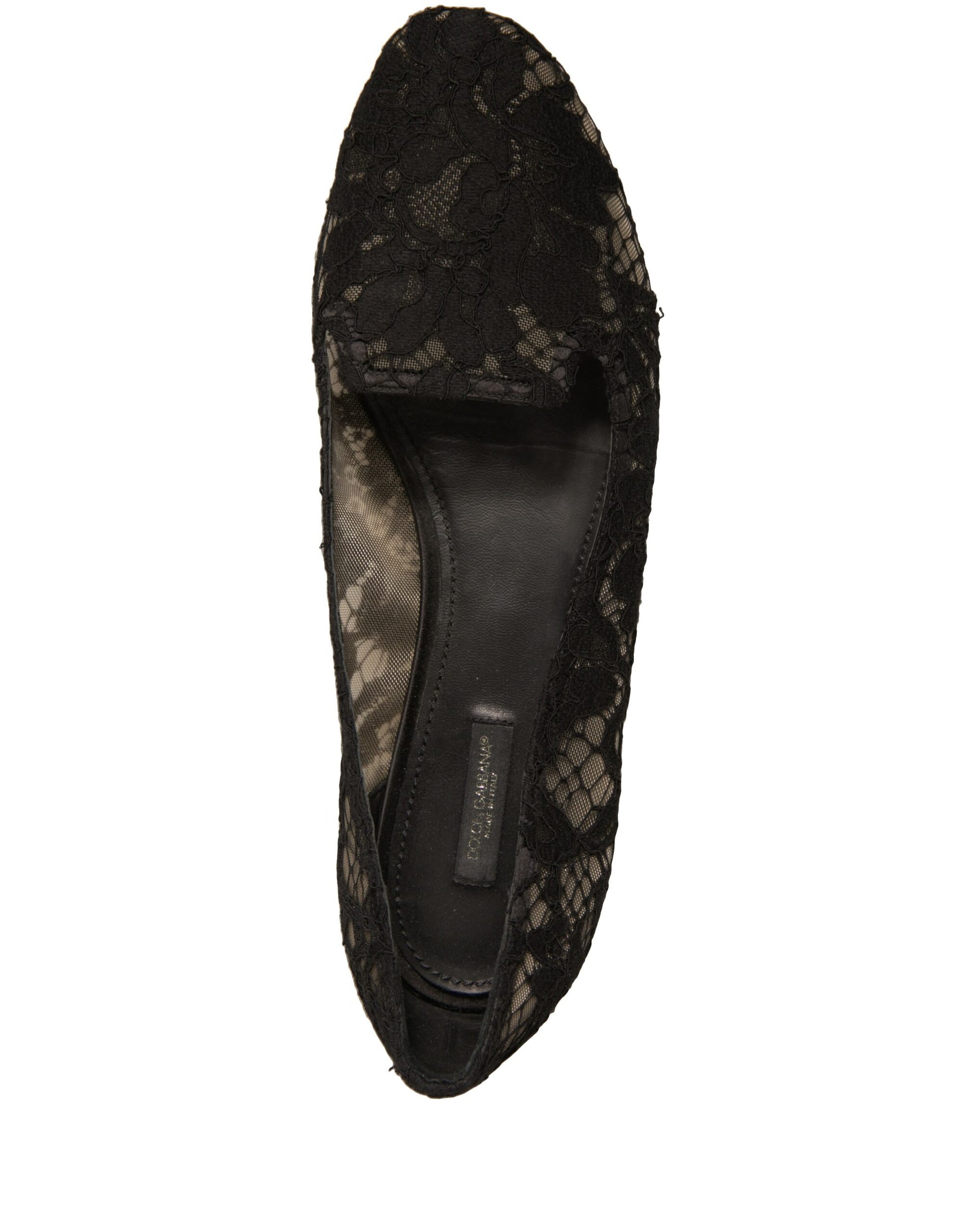 Dolce & Gabbana Black Taormina Lace Slip On Flats Shoes by Dolce & Gabbana