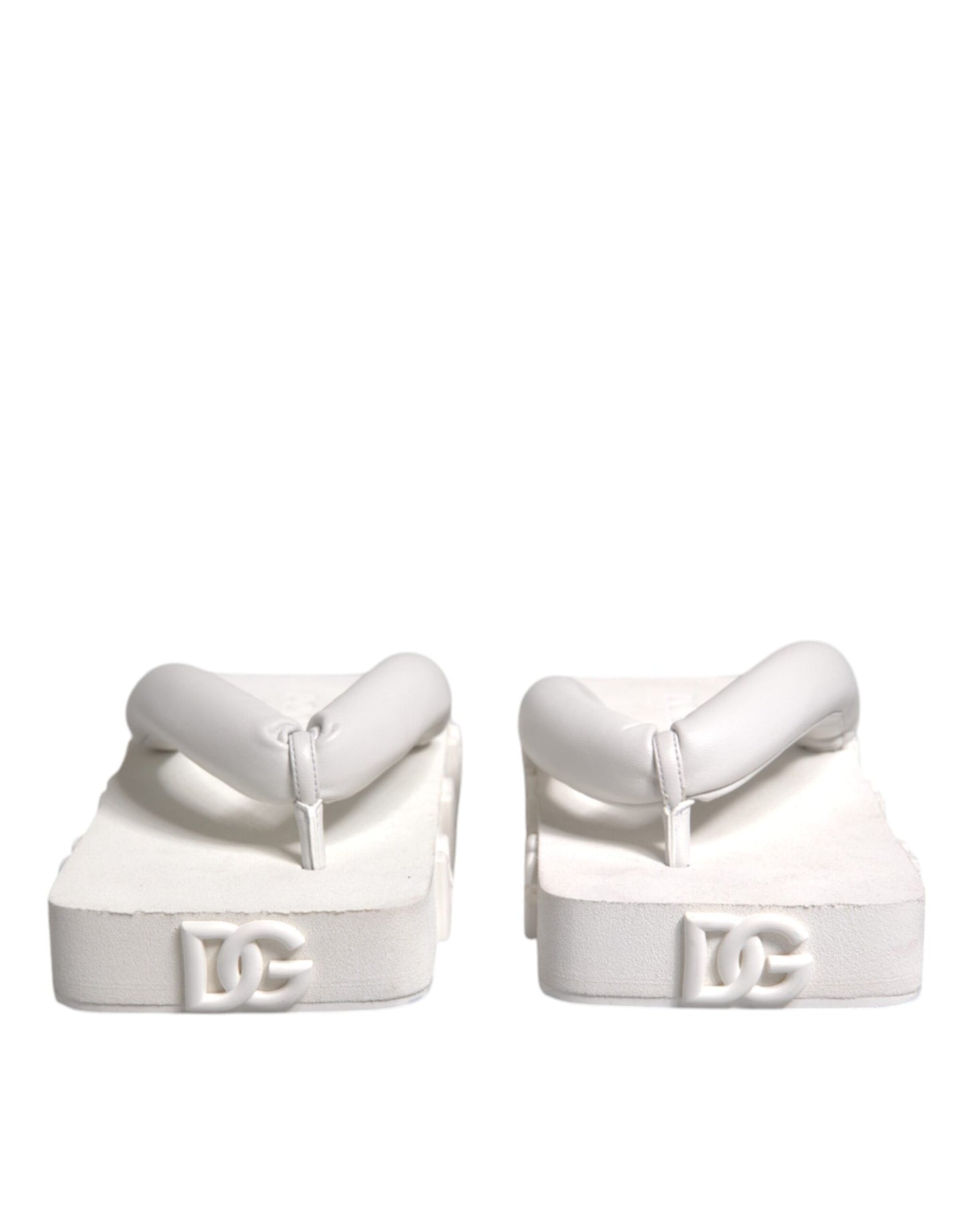 Dolce &amp; Gabbana White Rubber Slides Flats Sandals Shoes