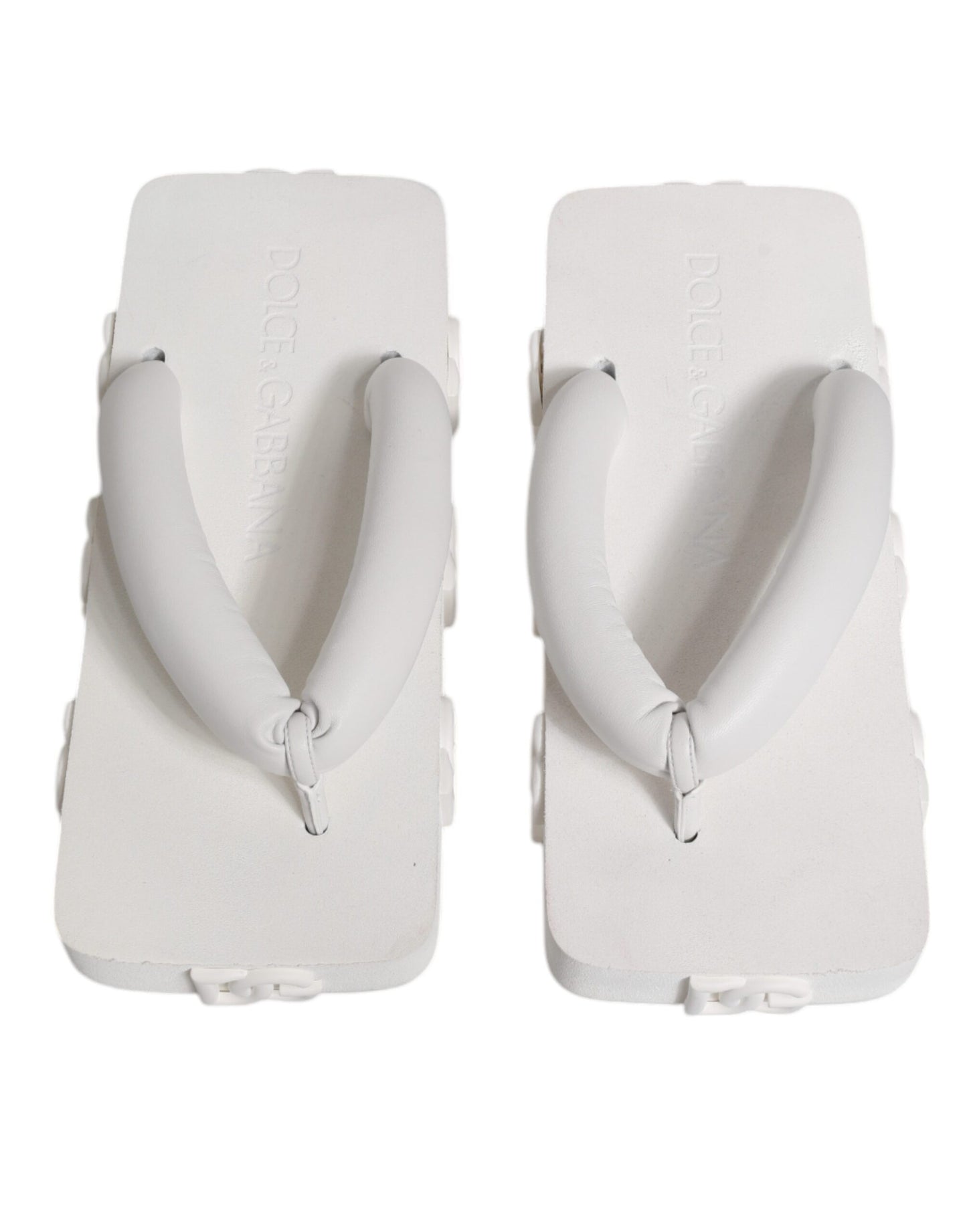 Dolce &amp; Gabbana White Rubber Slides Flats Sandals Shoes