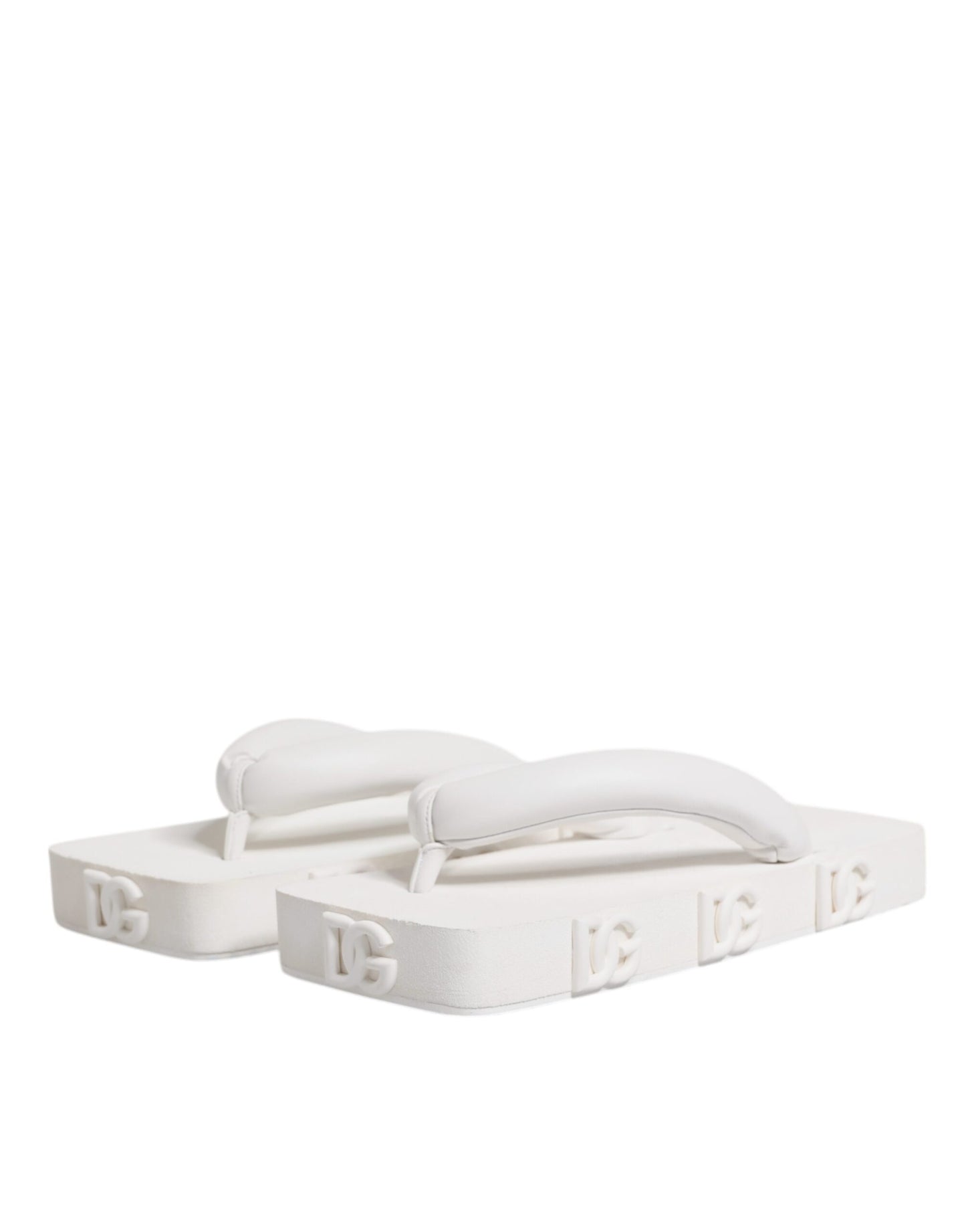 Dolce &amp; Gabbana White Rubber Slides Flats Sandals Shoes