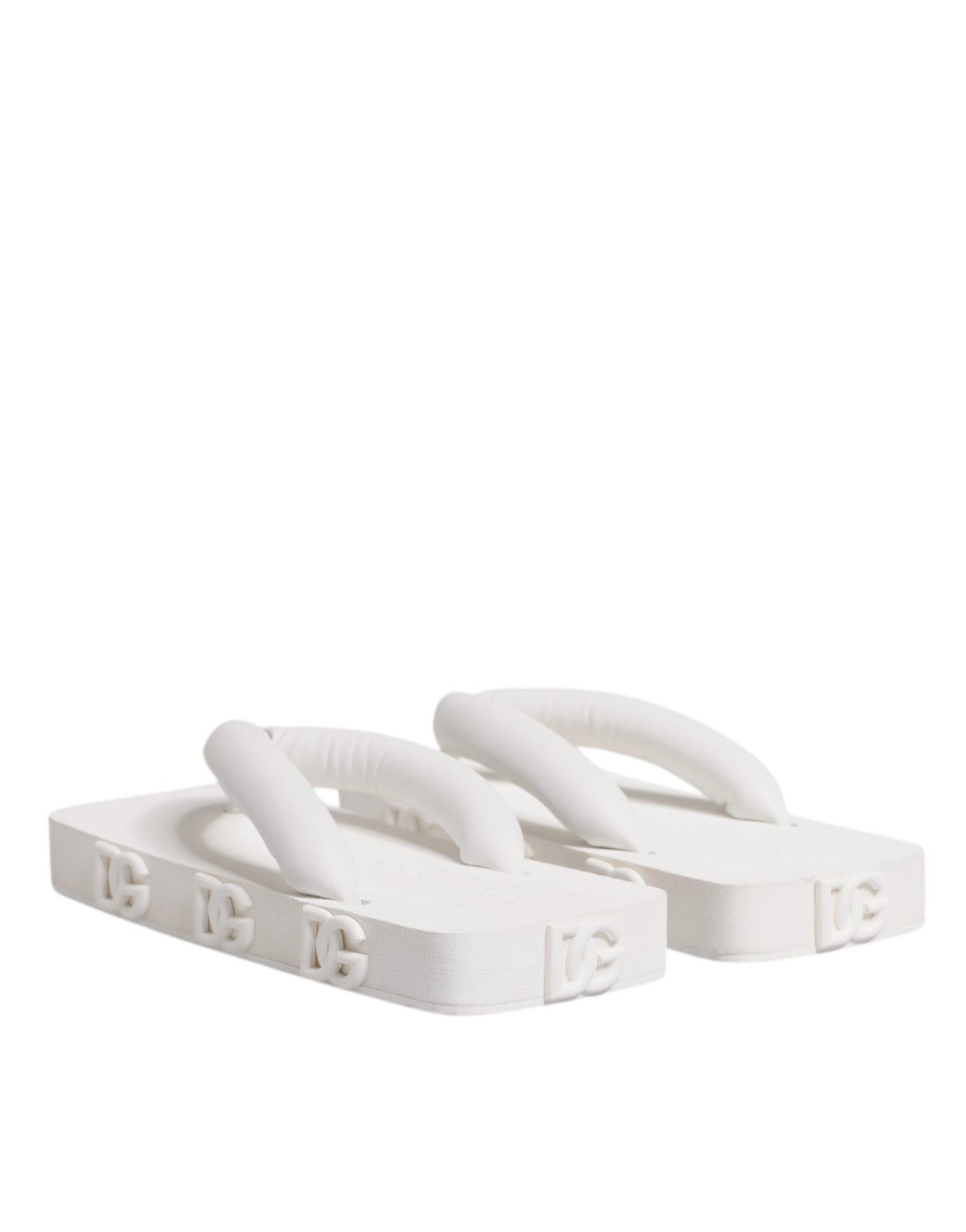 Dolce &amp; Gabbana White Rubber Slides Flats Sandals Shoes