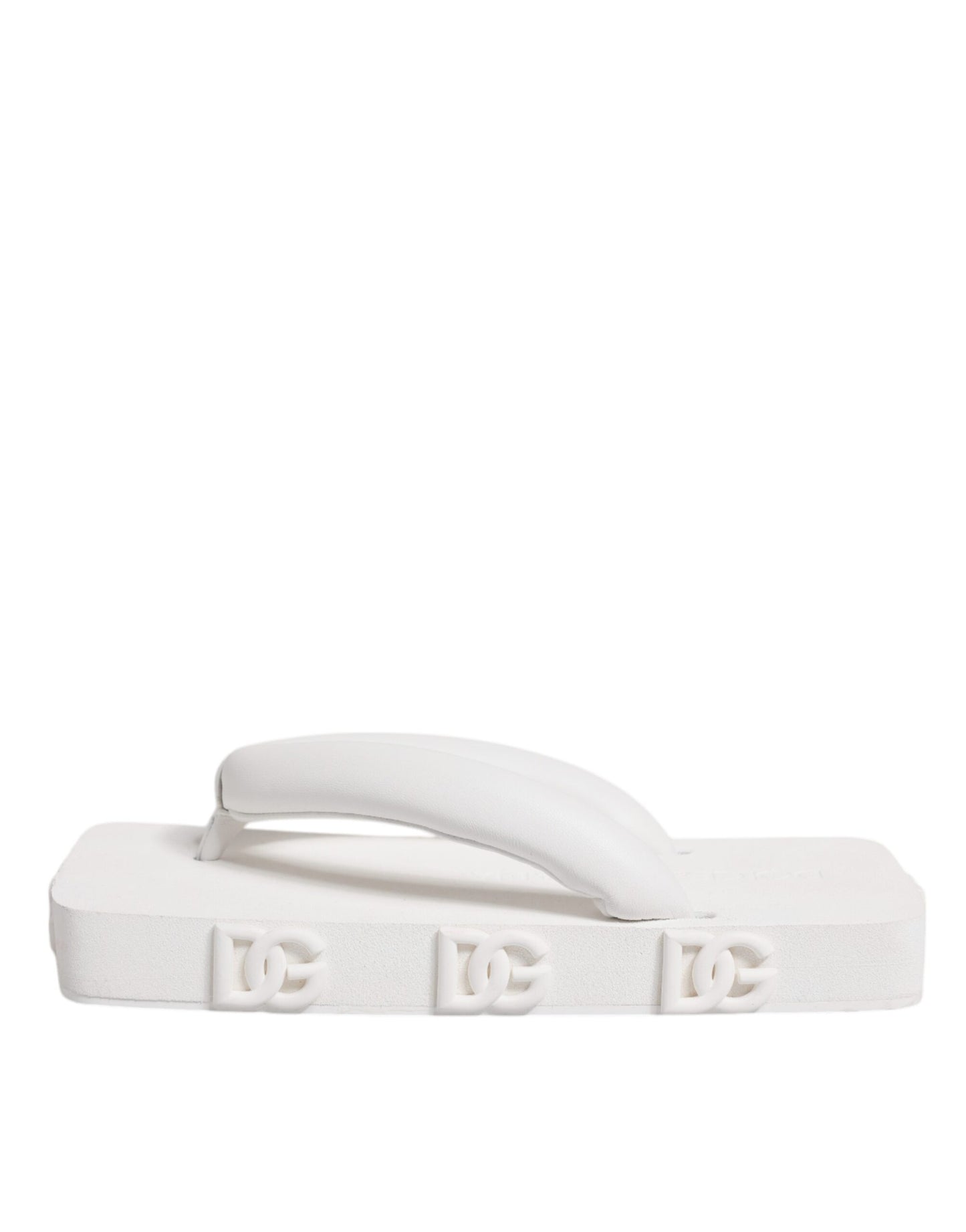 Dolce &amp; Gabbana White Rubber Slides Flats Sandals Shoes