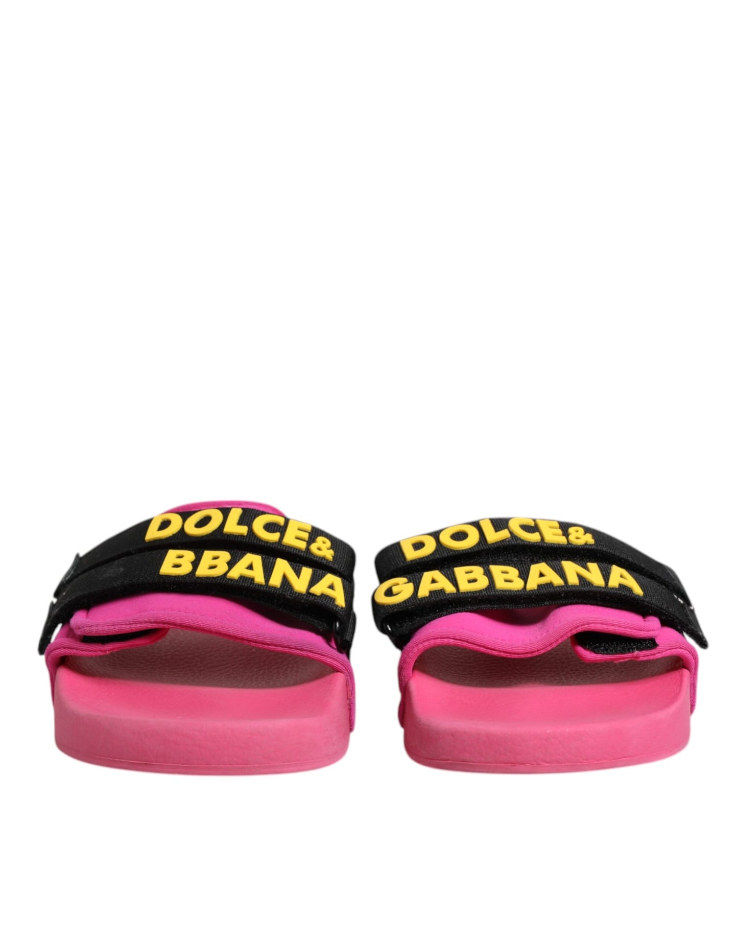 Dolce &amp; Gabbana Fuchsia Neoprene Slides Flats Beachwear Shoes