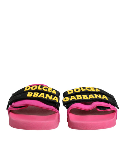 Dolce &amp; Gabbana Fuchsia Neoprene Slides Flats Beachwear Shoes