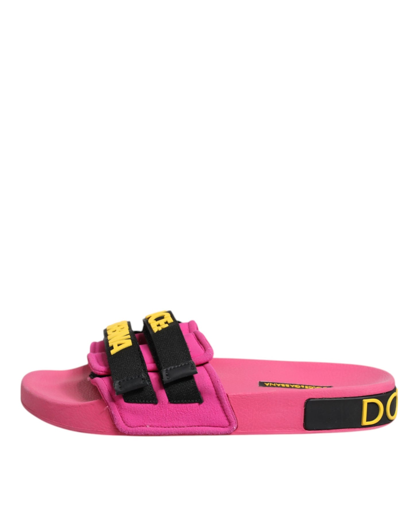 Dolce &amp; Gabbana Fuchsia Neoprene Slides Flats Beachwear Shoes
