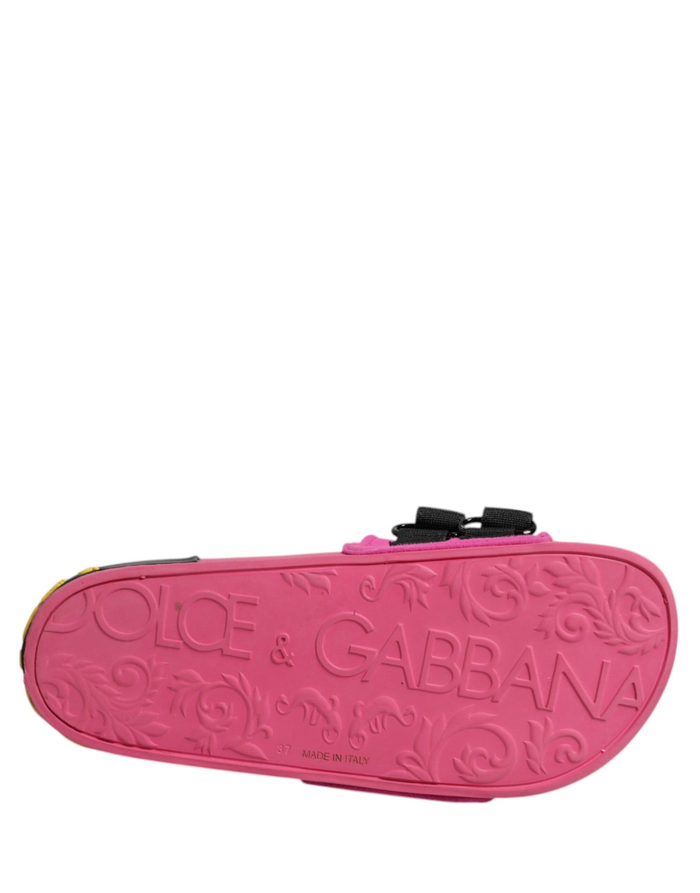 Dolce &amp; Gabbana Fuchsia Neoprene Slides Flats Beachwear Shoes
