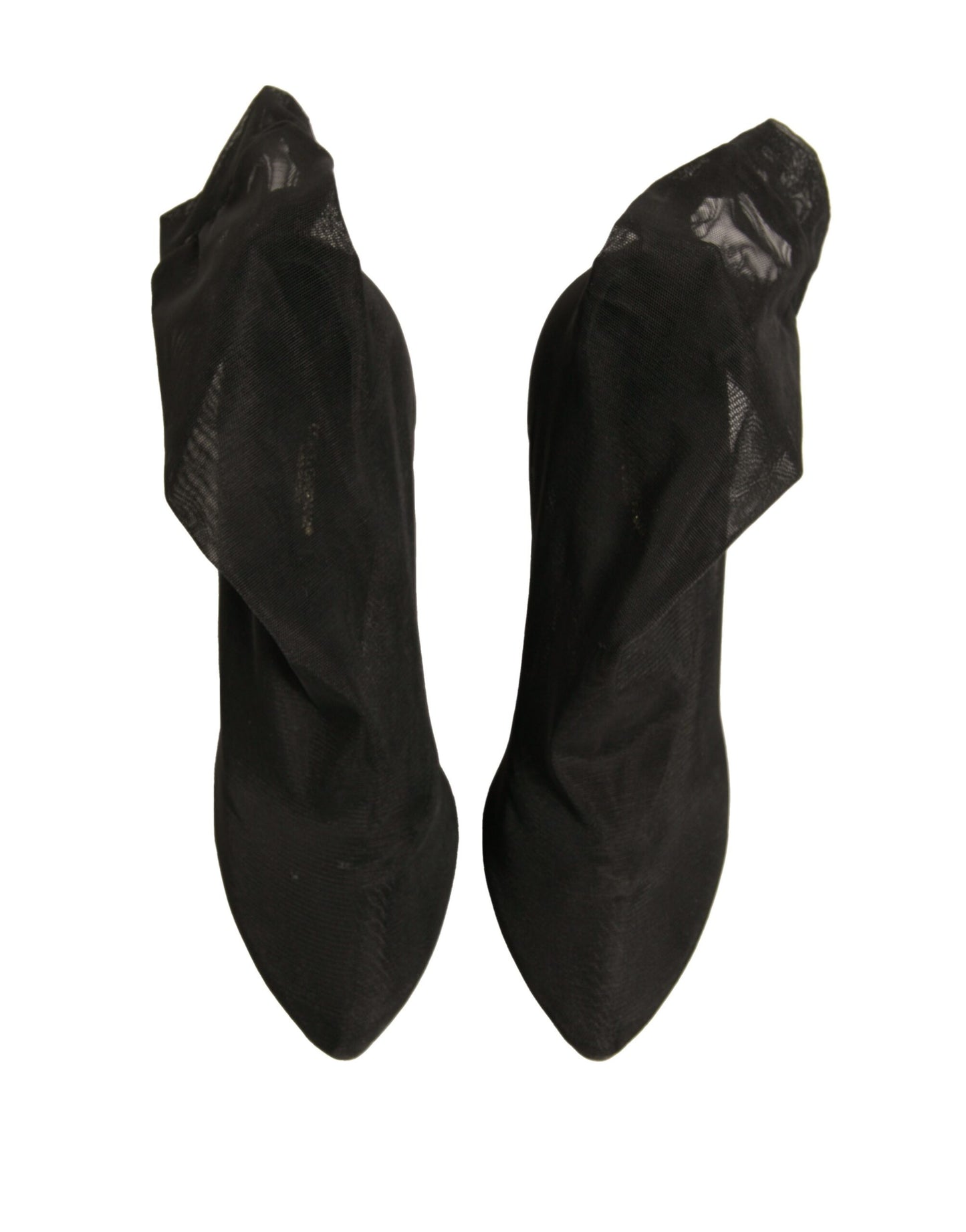 Dolce & Gabbana Black Silk Mesh Sock Style Heels Boots Shoes by Dolce & Gabbana