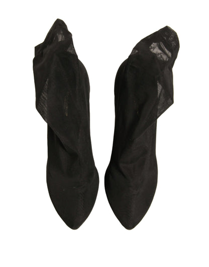 Dolce & Gabbana Black Silk Mesh Sock Style Heels Boots Shoes by Dolce & Gabbana