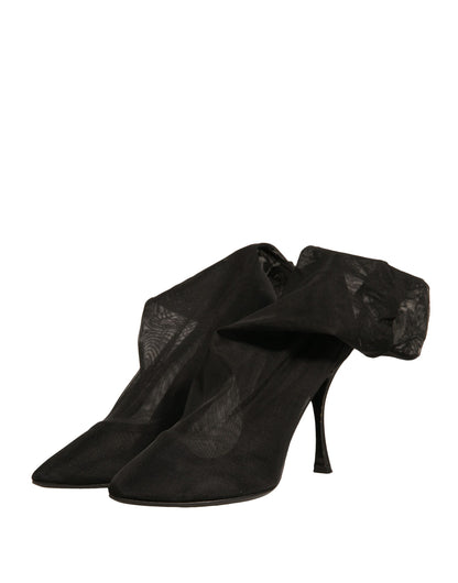 Dolce & Gabbana Black Silk Mesh Sock Style Heels Boots Shoes by Dolce & Gabbana