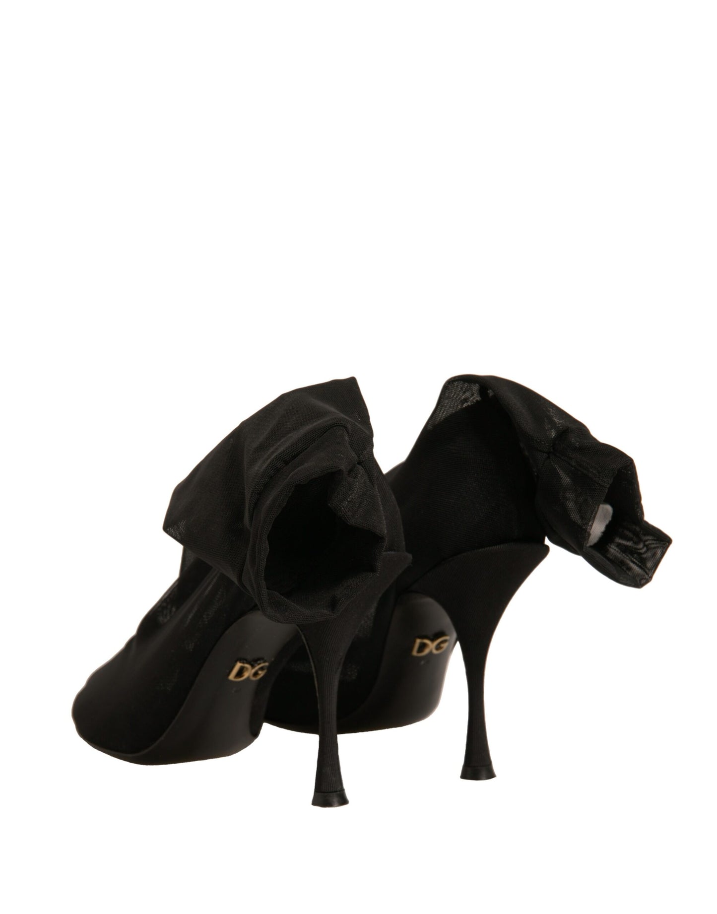 Dolce & Gabbana Black Silk Mesh Sock Style Heels Boots Shoes by Dolce & Gabbana