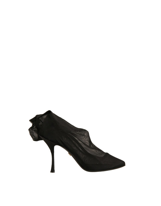 Dolce & Gabbana Black Silk Mesh Sock Style Heels Boots Shoes by Dolce & Gabbana