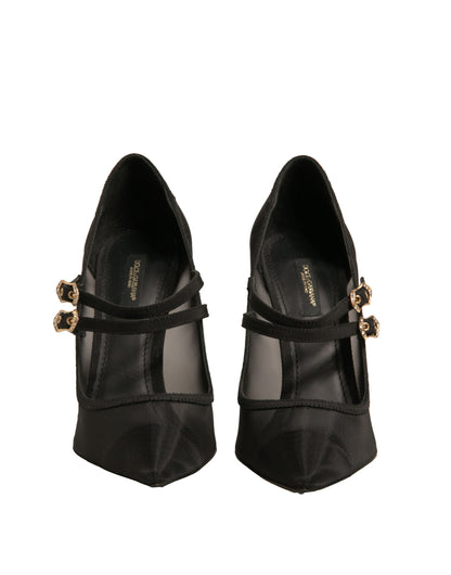 Dolce &amp; Gabbana Black Mesh Mary Jane High Heels Pumps Shoes