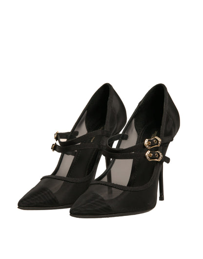 Dolce &amp; Gabbana Black Mesh Mary Jane High Heels Pumps Shoes