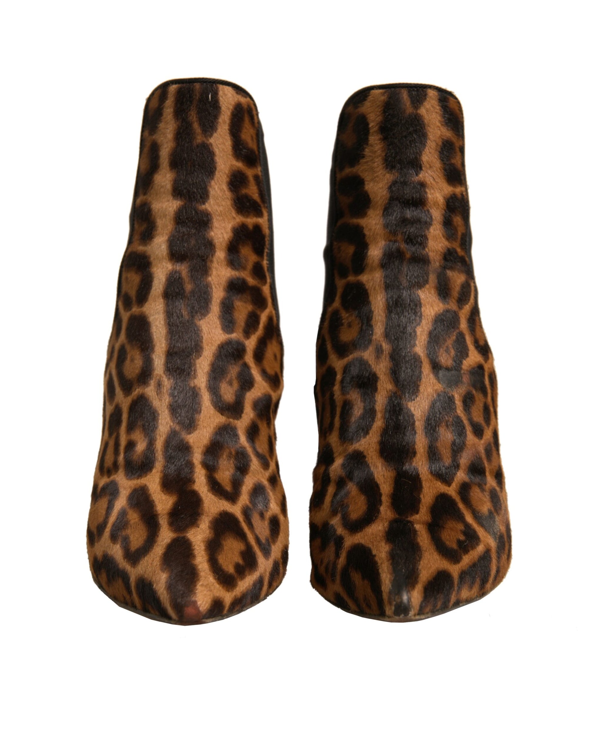 Dolce & Gabbana Brown Leopard Leather Stretch Heels Boots Shoes by Dolce & Gabbana